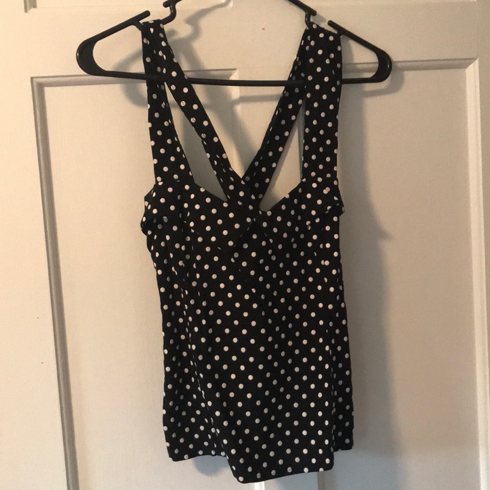 Black and white polka dot sourpus pin up tank top